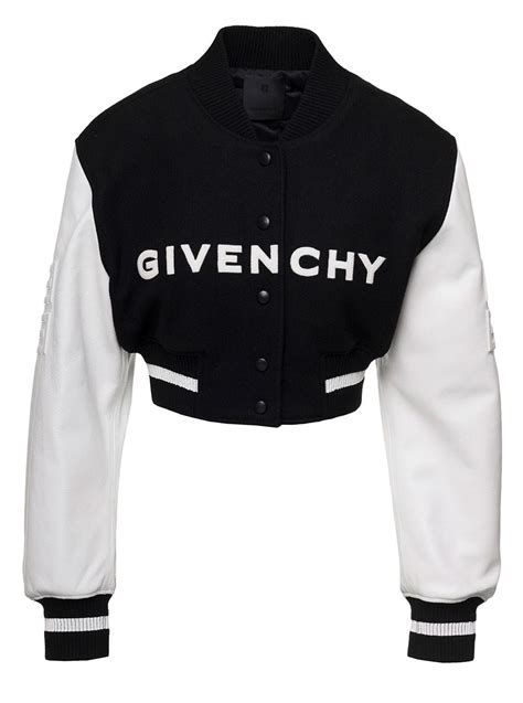 givenchy mixed-media bomber jacket black|givenchy cropped jacket.